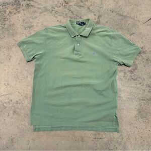 Polo Ralph Lauren Polo Shirt Mens Large Green Custom Fit Pony Logo Casual
